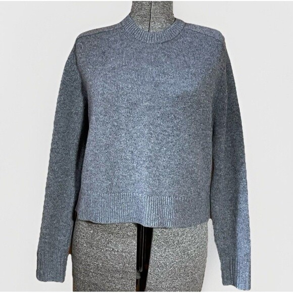 Theory Sweater Womens P XS Gray 100% Cashmere Crewneck Boxy Cropped Pullover - Picture 1 of 9
